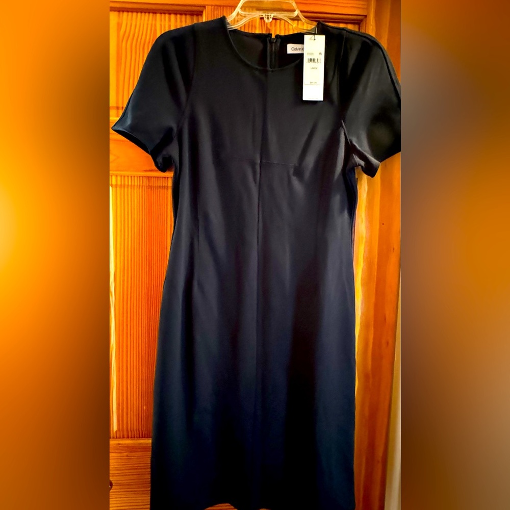 New Calvin Klein Navy Midi Dress